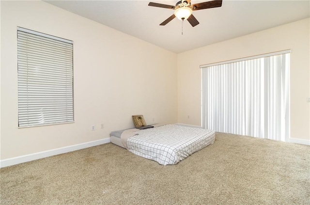 bedroom with carpet flooring and ceiling fan