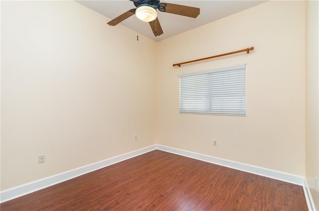 unfurnished room featuring hardwood / wood-style floors and ceiling fan