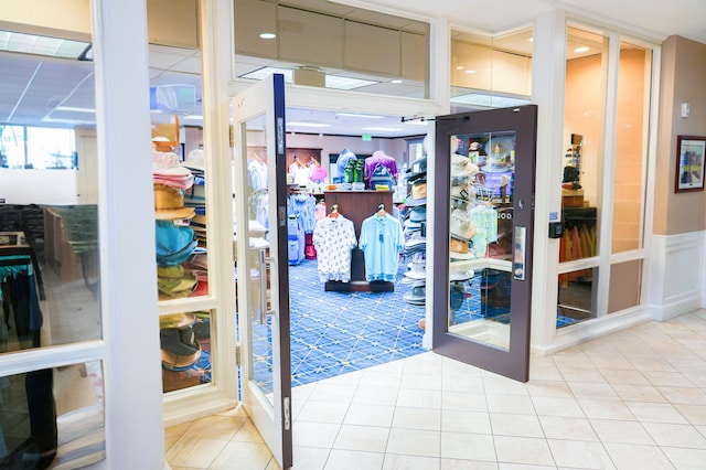 interior space with tile patterned floors