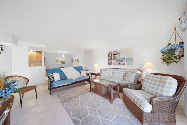 view of tiled living room