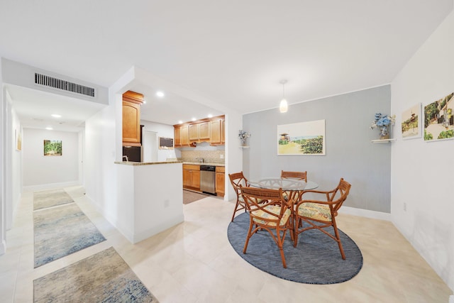 view of tiled dining room