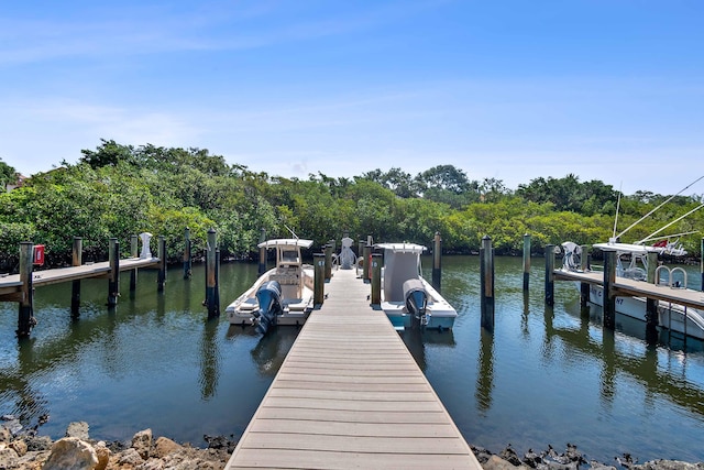 view of dock featuring a water view