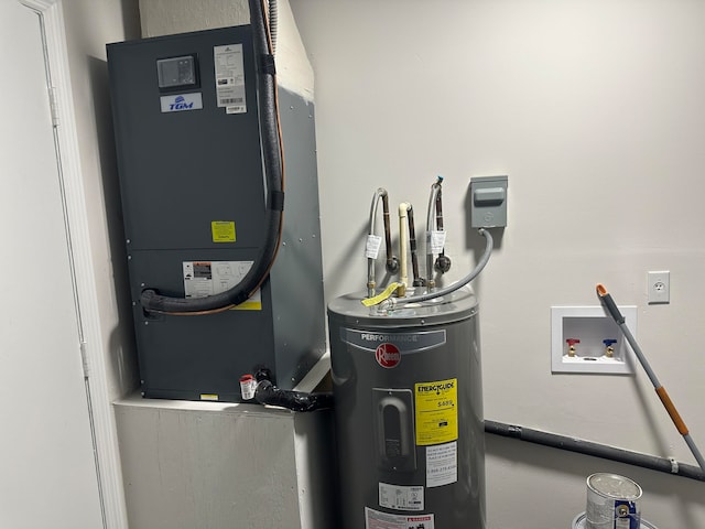 utility room featuring electric water heater