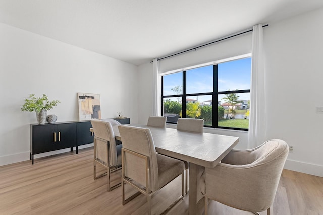 dining space featuring light hardwood / wood-style flooring