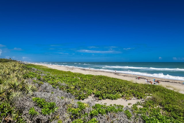 view of water feature featuring a beach view