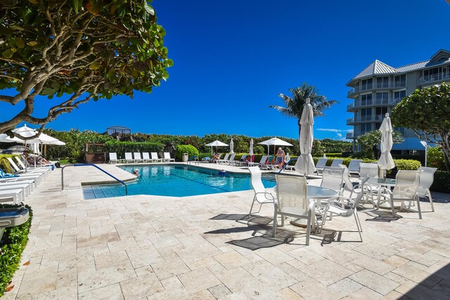 view of pool featuring a patio area