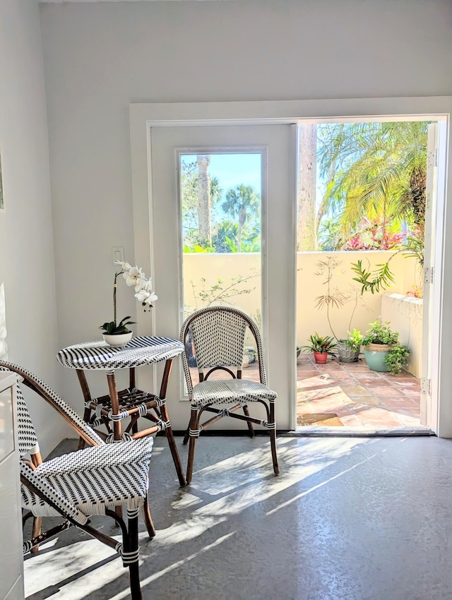 doorway featuring concrete flooring and a healthy amount of sunlight