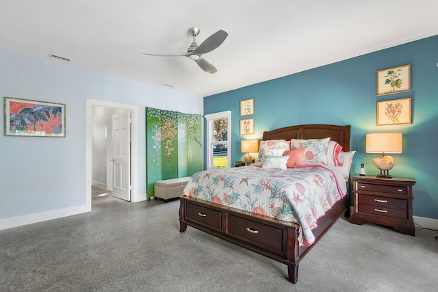 bedroom featuring ceiling fan