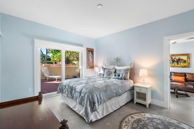 bedroom featuring concrete flooring