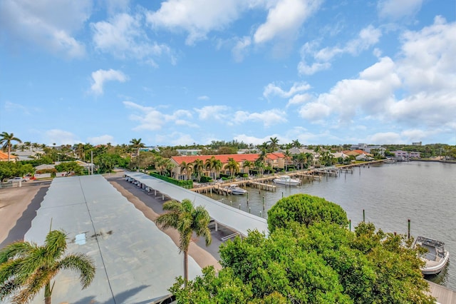 property view of water featuring a dock