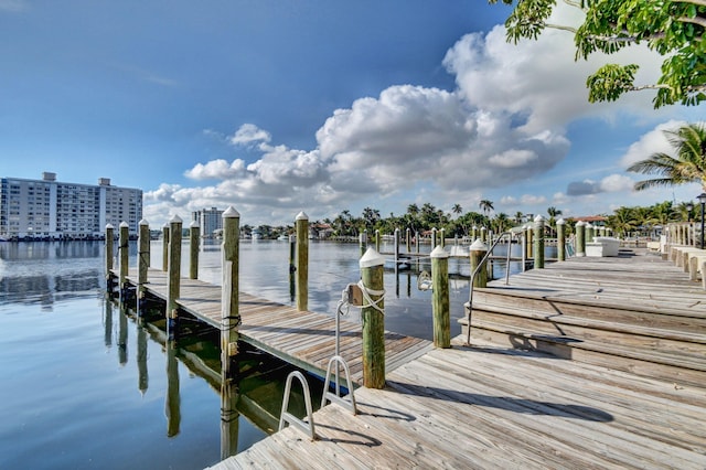 dock area featuring a water view