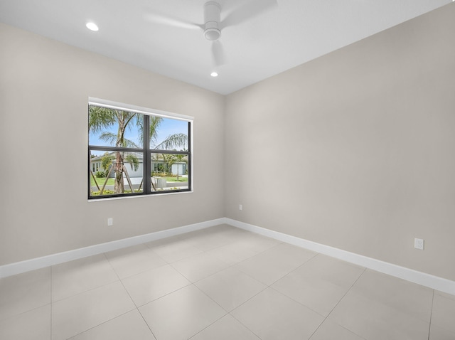 11282 SW Sea Cove Ln, Port Saint Lucie, FL 34987 - spare room featuring baseboards, ceiling fan, and recessed lighting