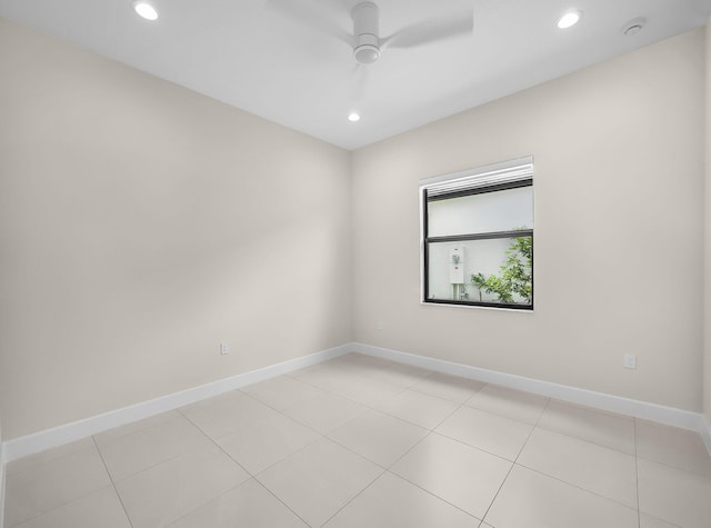 11282 SW Sea Cove Ln, Port Saint Lucie, FL 34987 - empty room featuring ceiling fan, baseboards, recessed lighting, and light tile patterned floors