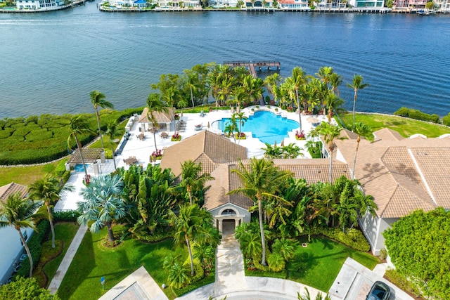 bird's eye view featuring a water view