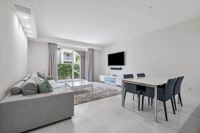 view of tiled living room