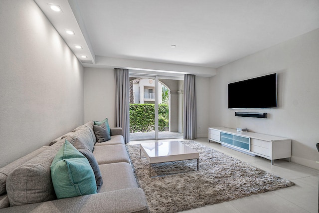 view of tiled living room