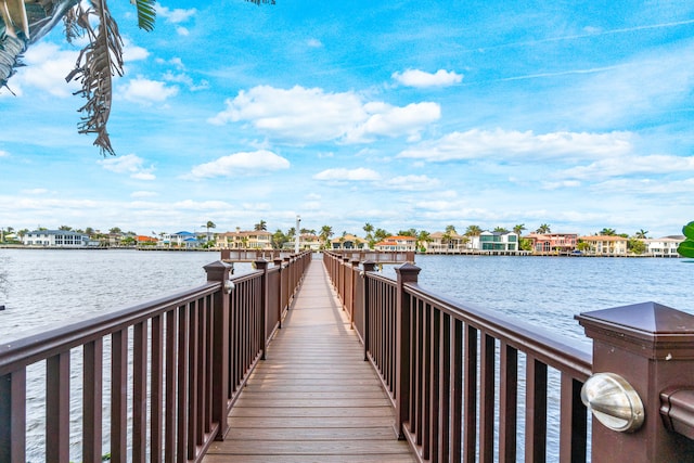 dock area featuring a water view