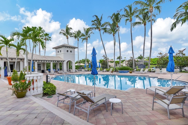 view of pool featuring a patio area