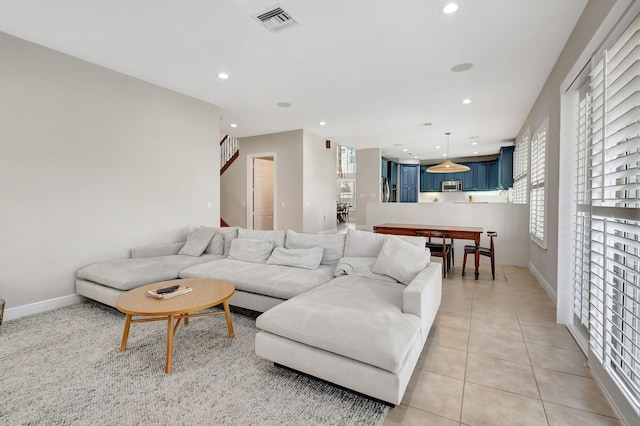 view of tiled living room