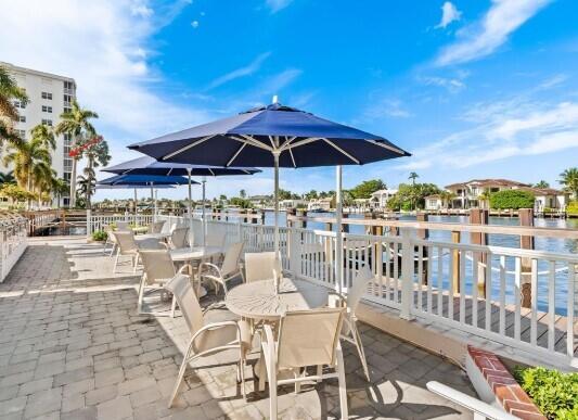 view of patio / terrace with a water view