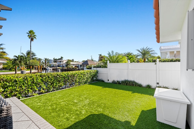 view of yard with a water view