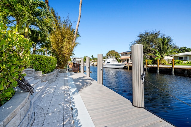 view of dock featuring a water view