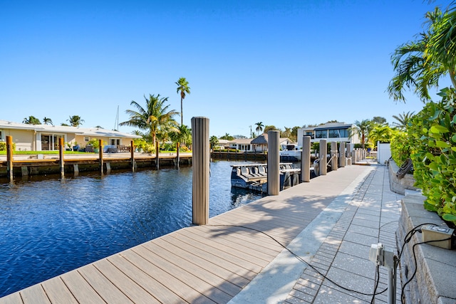 view of dock featuring a water view