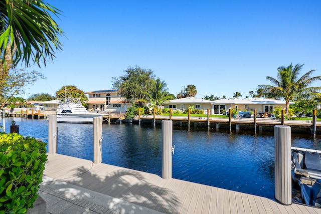 dock area featuring a water view