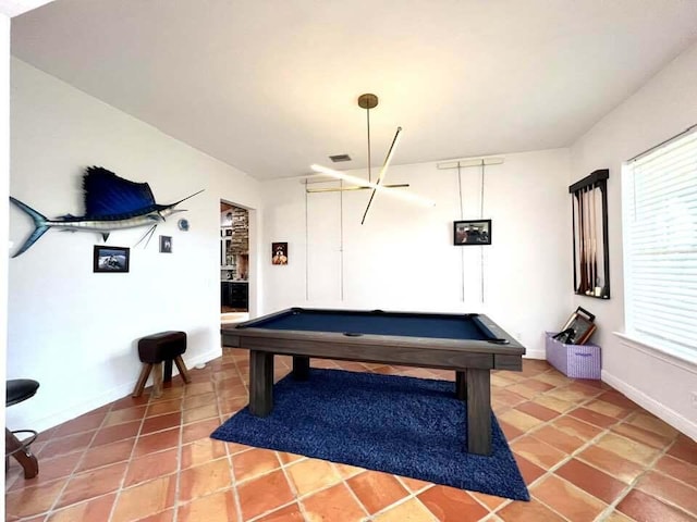 playroom with tile patterned flooring and billiards