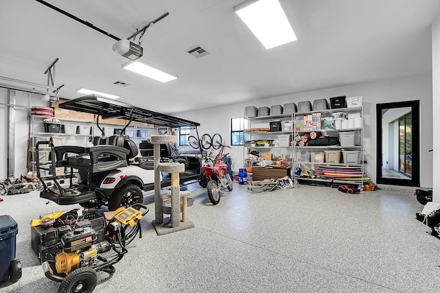 garage with a garage door opener