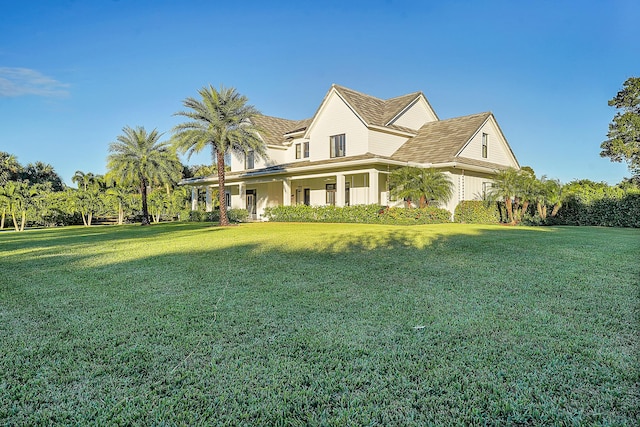 view of home's exterior with a lawn