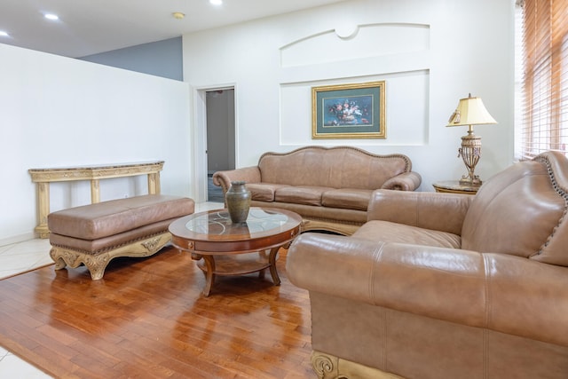 living room with light hardwood / wood-style floors