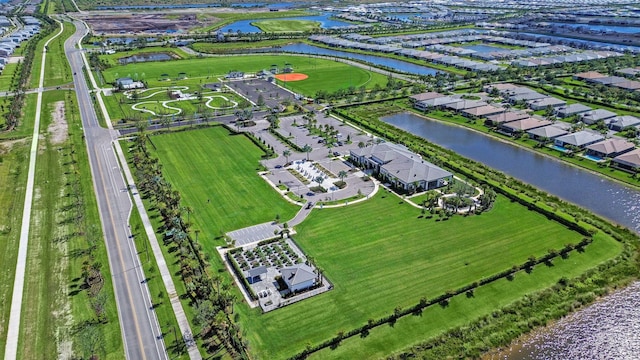 bird's eye view featuring a water view