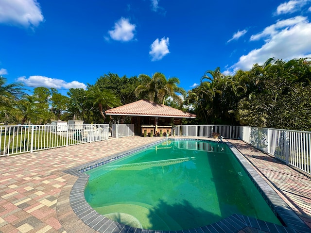 view of swimming pool featuring a patio