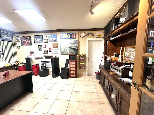 17976 88th Rd N, Loxahatchee, FL 33470 - home office with light tile patterned flooring, ornamental molding, and rail lighting