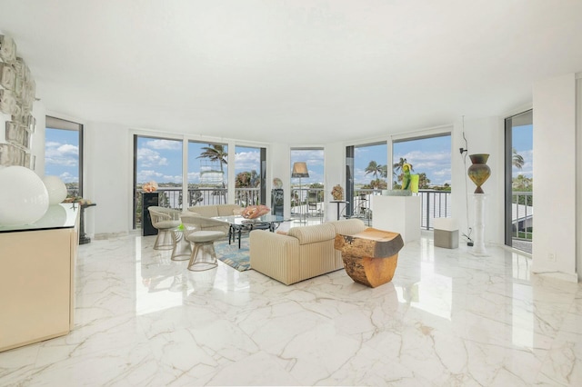 living room featuring expansive windows