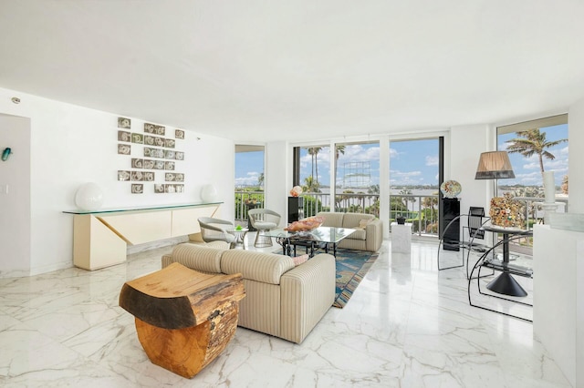 living room featuring expansive windows