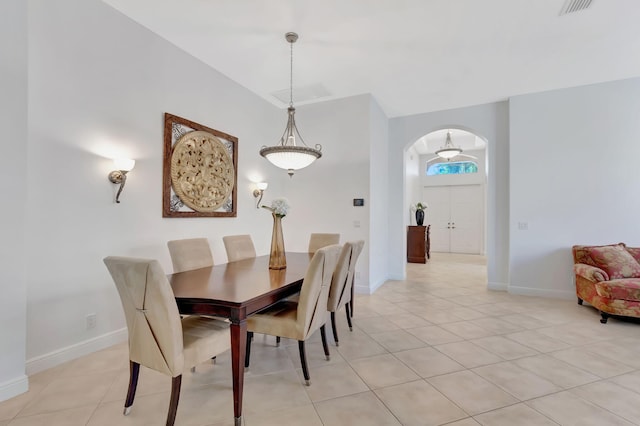 dining room with light tile patterned floors