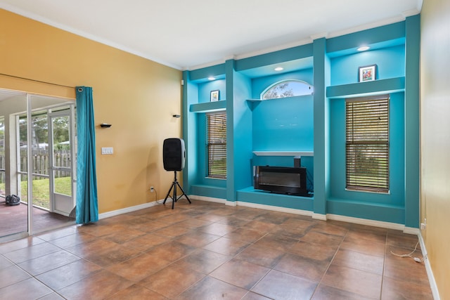 interior space with crown molding