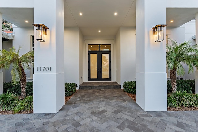 property entrance with french doors