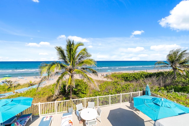 property view of water with a view of the beach