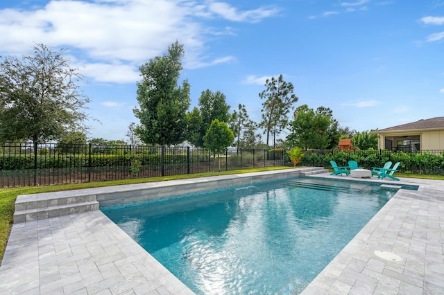 view of swimming pool with a patio area