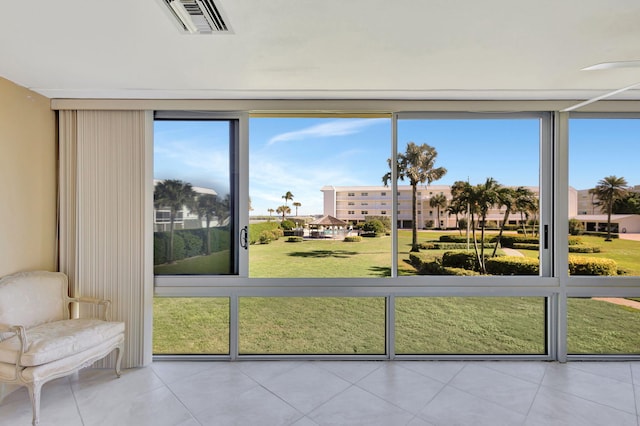 view of unfurnished sunroom