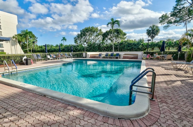 view of pool featuring a patio area