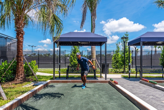 view of jungle gym with a gazebo