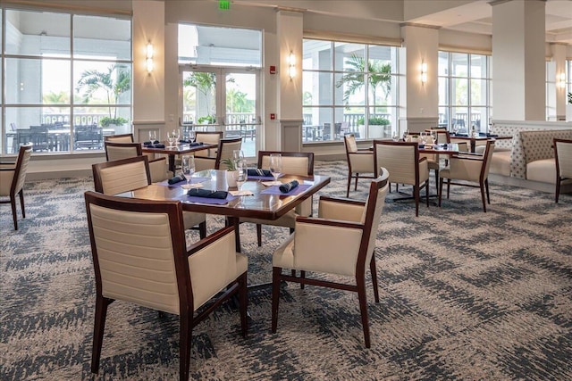 dining area with french doors