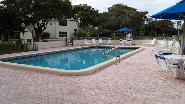 view of pool featuring a patio