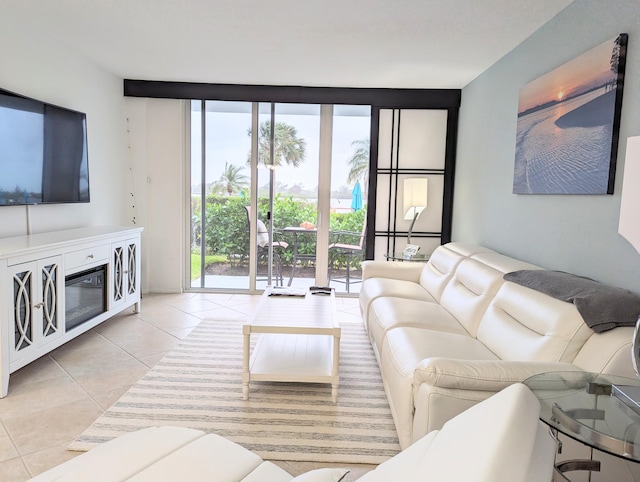 view of tiled living room