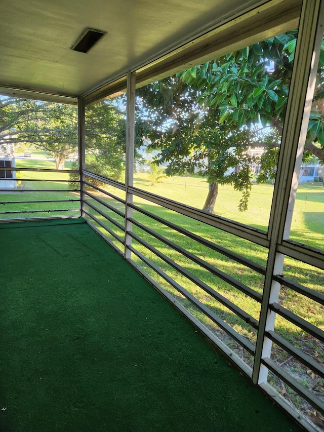 view of unfurnished sunroom