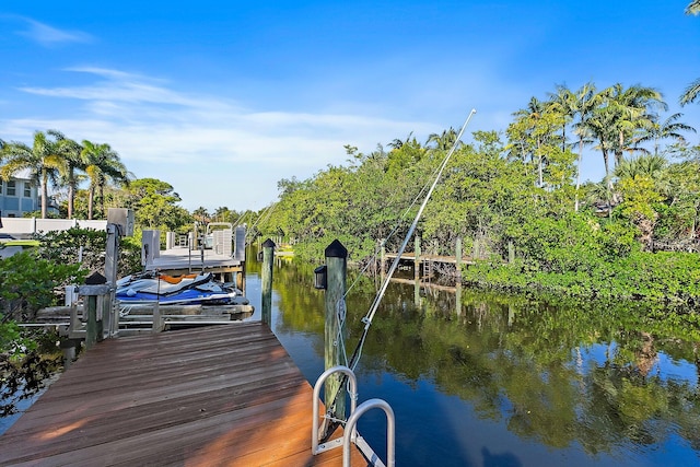 view of dock featuring a water view